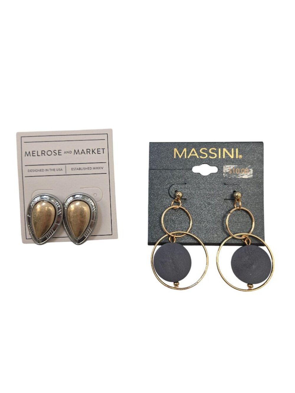 NWT Massini and Melrose and Market Bundle of 2 Gold Tone Earrings